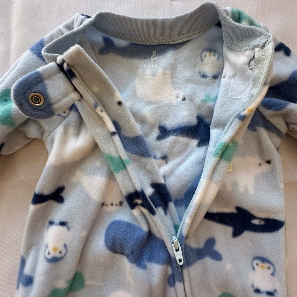 Lot of‎ 2 NWT Lullaby Lane fleece 2 way zipper footed sleeper infant 6-9 mo